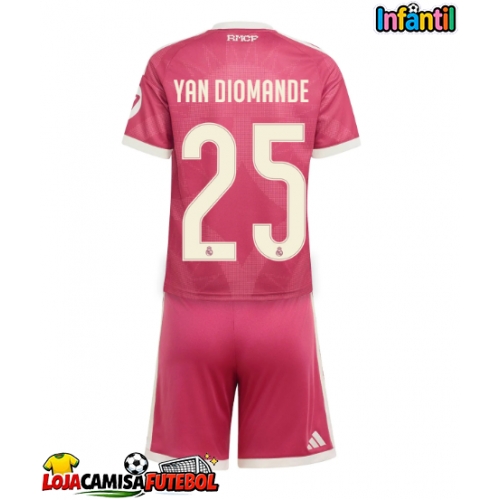 Camisa de Futebol Real Madrid Yan Diomande #25 Equipamento Alternativo Infantil 2026-27 Manga Curta (+ Calças curtas)